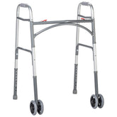 Bariatric Aluminum Two Button Folding Walker with Wheels