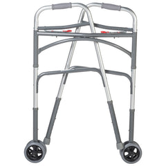 Bariatric Aluminum Two Button Folding Walker with Wheels