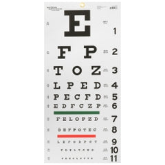 Professional Snellen Eye Chart - 20 Foot Distance, Non-Reflective Matte Finish (11 x 22 Inch)