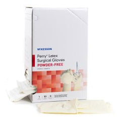 Sterile Latex Surgical Gloves Powder-Free - Beaded Cuff with Polymer Coating