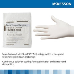 Sterile Latex Surgical Gloves Powder-Free - Beaded Cuff with Polymer Coating
