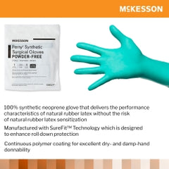 McKesson Perry Performance Plus Neoprene Powder-Free Sterile Surgical Gloves - Latex-Free, Dark Green