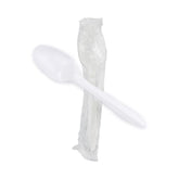 Disposable Plastic Spoons White 5.5 Inch - Individually Wrapped - Case of 1000