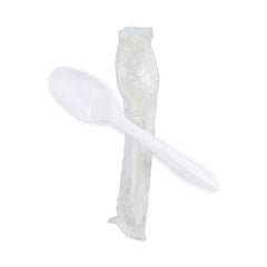 Disposable Plastic Spoons White 5.5 Inch - Individually Wrapped - Case of 1000