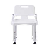 Bath Bench with Removable Arm Rails & Back - 350 lb Capacity, Adjustable Height, White Plastic