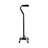 Steel Quad Cane with Vinyl Grip - Small Base, Offset Handle, Adjustable Height 30-39"