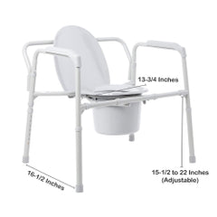 McKesson Heavy Duty Folding Commode Chair - 3-in-1 Bedside Toilet Safety Frame - 650 lbs Capacity - 15.5 to 22 Inch Adjustable Height