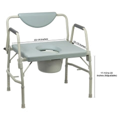 McKesson Bariatric Commode Chair - Heavy-Duty Steel Frame, 1000 lbs Capacity, Drop Arm, 12 Qt Bucket - Gray