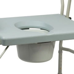 McKesson Bariatric Commode Chair - Heavy-Duty Steel Frame, 1000 lbs Capacity, Drop Arm, 12 Qt Bucket - Gray