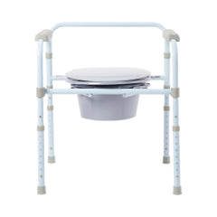 Fixed Arm Folding Commode Chair - 3-in-1 Bedside Toilet Safety Frame - 350 lbs Capacity - Blue
