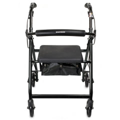 Lightweight Aluminum 4-Wheel Rollator Walker - Adjustable Height, 300 lbs Capacity, Padded Seat