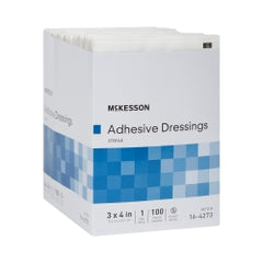 Sterile Adhesive Wound Dressing - Non-Adherent Pad, Cotton/Polyester, White Rectangle