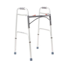 McKesson Aluminum Frame Folding Walker - Adjustable Height 25-39 Inch, 350 lbs Capacity, Latex-Free with Dual-Release Mechanism