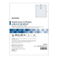 Orthopedic Surgical Drape, 60 x 81 Inch, Blue Impervious U-Drape with Absorbent Reinforcement