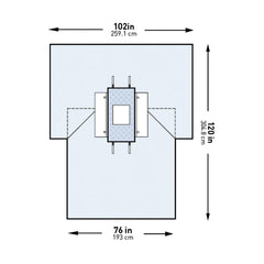 Abdominal Laparotomy Drape - Blue SMS Fabric with 12x13" Fenestration - Sterile Surgical Drape