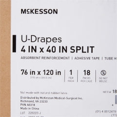 Blue Orthopedic U-Drape with Split - 76 x 120 Inch Sterile Surgical Drape with Adhesive