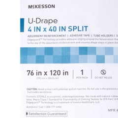 Blue Orthopedic U-Drape with Split - 76 x 120 Inch Sterile Surgical Drape with Adhesive