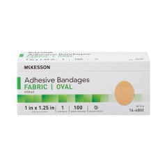 Adhesive Strip Bandages Tan 1 x 1.25 Inch Oval Sterile - Premium Fabric Wound Care