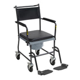 Upholstered Drop Arm Wheeled Commode