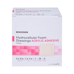Sterile Hydrocellular Foam Dressing with Film Backing - Tan Square Wound Care Bandage