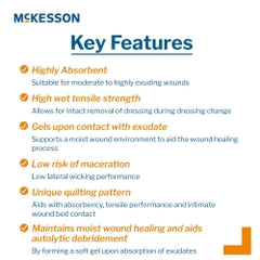 McKesson Absorbent Gelling Fiber Dressing - Sterile CMC Alginate for Moderate to Heavy Exudate