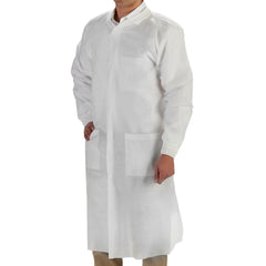 Medline Fluid-Resistant Unisex Antistatic Barrier Lab Coats - Polyester Carbon Blend with Knit Cuffs | MPN 6620BLHL