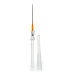 Shielded Peripheral IV Catheter with Safety Shield, 14 Gauge, 1.75 Inch - Push-Button Retraction System