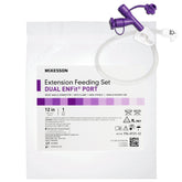 McKesson ENFit Y-Port Enteral Extension Set - Right Angle Connector, ISO 80369-3, 12 Inch, Non-Sterile