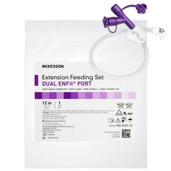 McKesson ENFit Y-Port Enteral Extension Set - Right Angle Connector, ISO 80369-3, 12 Inch, Non-Sterile
