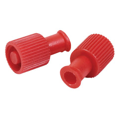 Sterile Dual Function Syringe Cap - Male/Female Luer Lock - Red, Individually Wrapped (Box of 100)