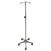 Medline Aluminium Deluxe Five Leg IV Pole - Heavy-Duty Medical IV Stand 48.5"-82" Height Adjustable (Case of 2)