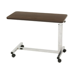 Drive Medical Low Bed Overbed Table - Adjustable Height 19.5-27.5 Inches with Walnut Woodgrain Top