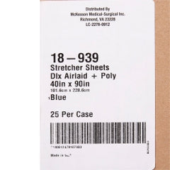 Disposable Stretcher Sheet Blue 40 x 90 Inch - Deluxe Polyback Airlaid, Latex-Free (Case of 25)