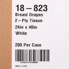 Breast Drape 24" x 40" White 2-Ply Tissue - Nonsterile General Purpose Surgical Drape Case of 200