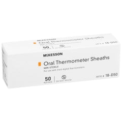 McKesson Film and Paper Oral Thermometer Sheaths - Latex-Free Disposable Covers for Digital Thermometers (Box of 50)