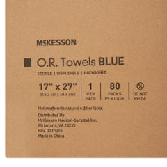 McKesson Disposable O.R. Towel Blue - Sterile 17x27 Inch Surgical Towel