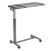 Drive Medical Overbed Table with Double Top - Adjustable Height Hospital Bed Table for Patient Care