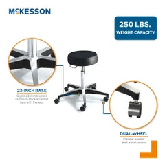 Pneumatic Exam Stool Round Seat - Height Adjustable Medical Stool with Dual-Wheel Casters