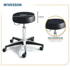 Pneumatic Exam Stool Round Seat - Height Adjustable Medical Stool with Dual-Wheel Casters