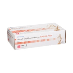 Stretch Vinyl Powder-Free Exam Gloves - Latex-Free, Ambidextrous, Beaded Cuff
