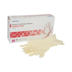 Stretch Vinyl Powder-Free Exam Gloves - Latex-Free, Ambidextrous, Beaded Cuff