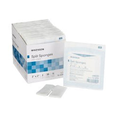 Sterile IV Split Sponges 6-Ply Polyester/Rayon - Individually Wrapped, Latex-Free for Drains, Catheters, Tracheostomy