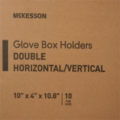 Glove Box Holder Wall Mount 2-Box Capacity - Clear Plastic, Horizontal/Vertical, Latex-Free - 4x10x10.75 Inch