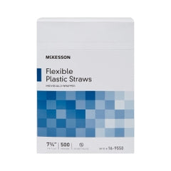 McKesson Flexible Drinking Straw - White, Individually Wrapped, Disposable, 7.75 Inch