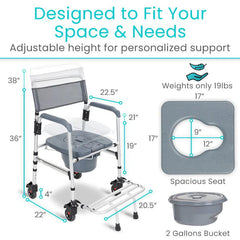 Core Shower Commode Transport Wheelchair