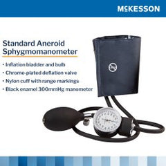Professional 2-Tube Aneroid Sphygmomanometer Blood Pressure Monitor with Navy Blue Nylon Cuff - Case of 20