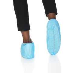 Disposable Non-Skid Shoe Covers - Blue Elastic Polypropylene Booties - Box of 50