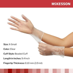 Powder-Free Vinyl Exam Gloves Clear - Latex-Free, Ambidextrous, Smooth Surface, 9.4 Inch
