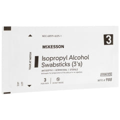 Isopropyl Alcohol Impregnated Swabstick, 70% Sterile Antiseptic, 3 Pack - 100mm Pre-Saturated