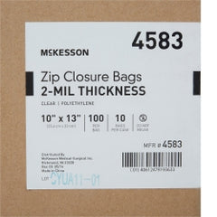 McKesson Reclosable Zip Closure Bags 10" x 13" - Clear 2-Mil Polyethylene with Grip-Lock